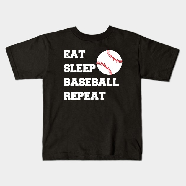 Eat Sleep Baseball Repeat Kids T-Shirt by Color Fluffy